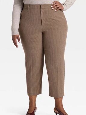 NWT Women's Tapered Ankle Pants - A New Day™ Brown Plaid SIZE 20